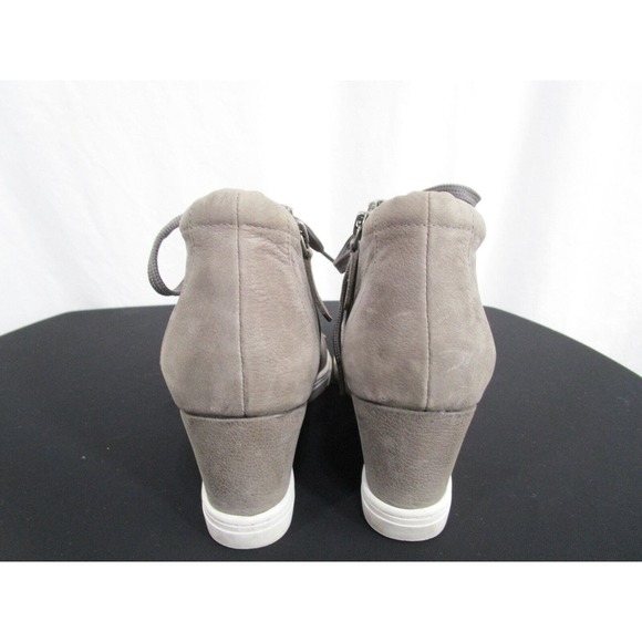 Caslon Gray Leather Lace, Zip Up Wedge Heel Sneaker Sole Ankle Booties Women 9.5 - Picture 5 of 9